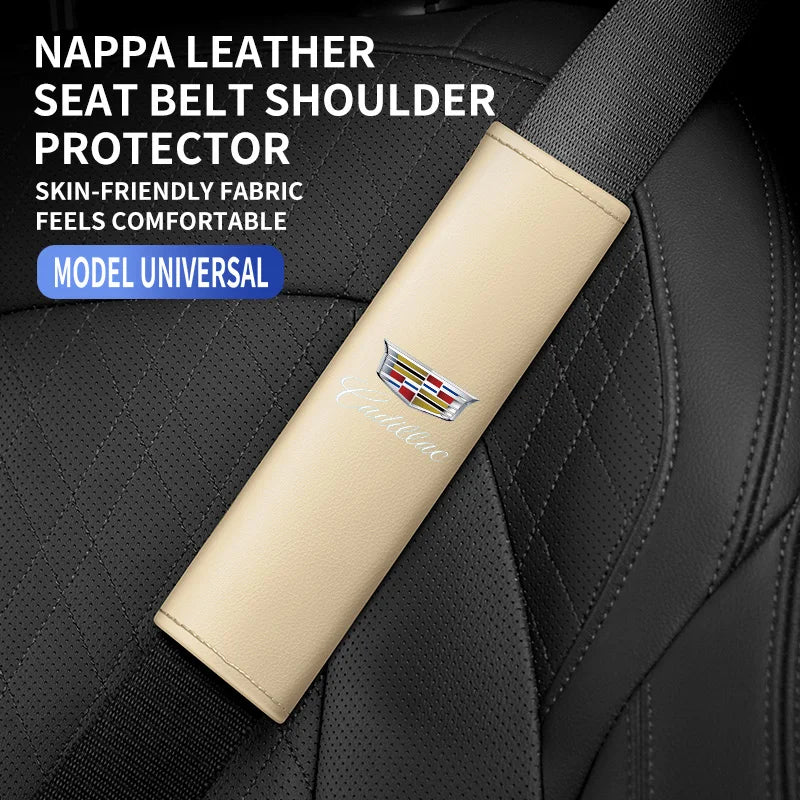 Car seat belt Leather Safety Belt Shoulder Cover Breathable Protection Seat Belt Padding Pad Auto Interior For Cadillac accessor