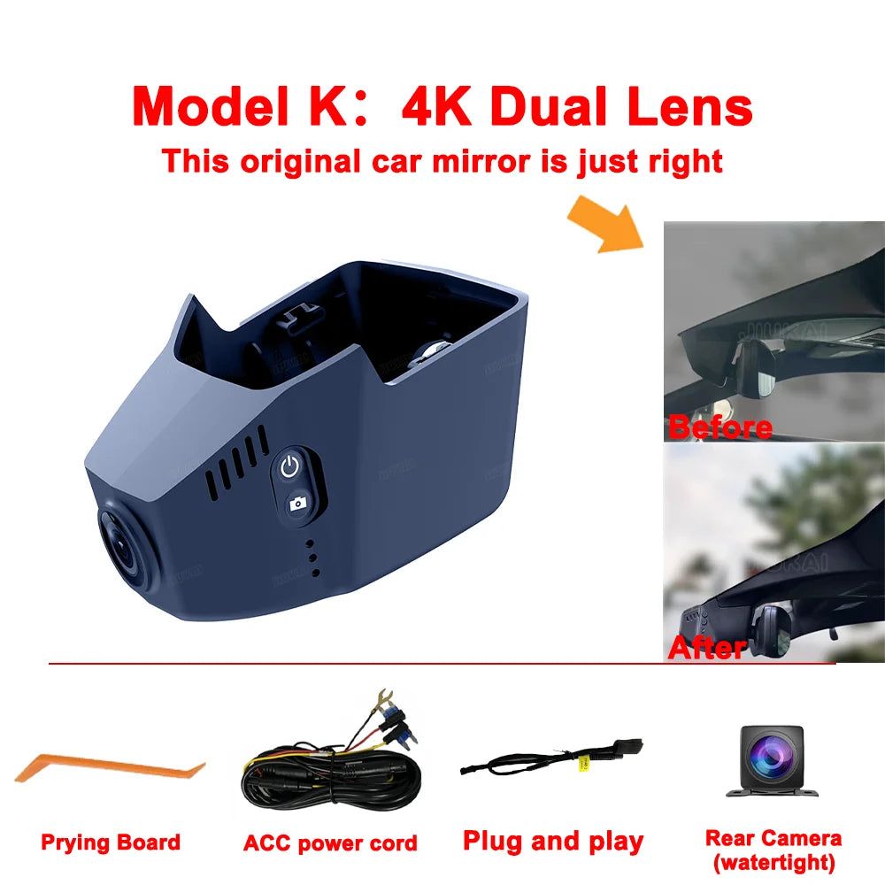 4K Customized Dash Cam For VW Volkswagen Atlas Caddy Passat Tiguan Touran B6 B7 B8 Mk2 Dashcam WIFI Car Dvr DashCam APP Control