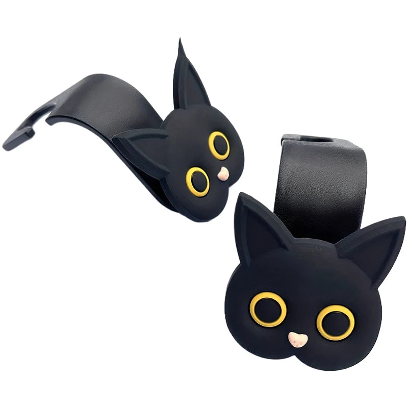 2Pcs Cartoon Cute Cat Car Clips Front Seat Headrest Organizer Holder Auto Fastener Hangers Car Storage Interior Accessories