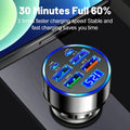 Car Charger 6 Ports Quick Charger QC3.0 Fast Charging Multi-function Adapters PD With Display Ambient Lighting Auto Sockets
