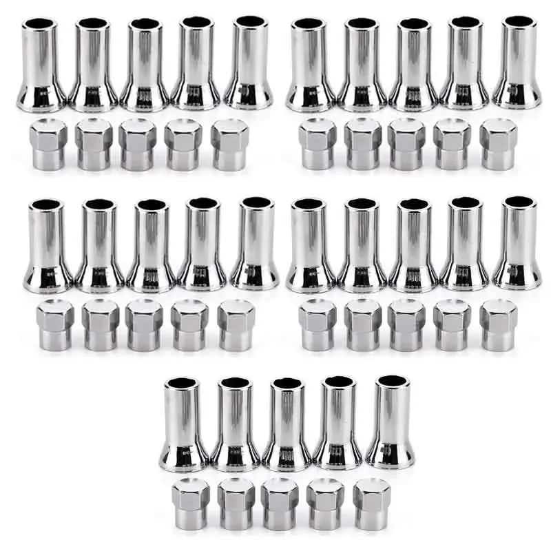 TR414AC Chrome Car Truck Tire Wheel Tyre Valve Stem Hex Caps with Sleeve Covers Left Right Front Rear Autos Accesorios