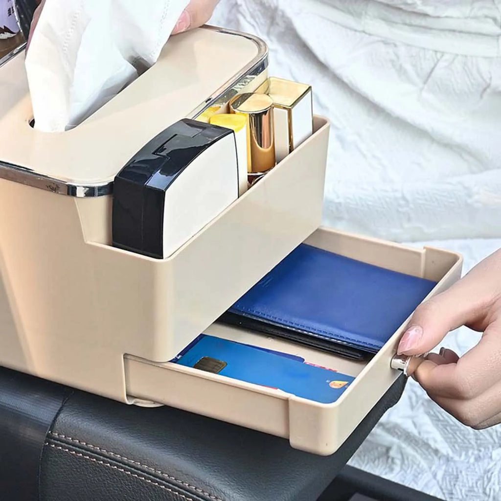 Car Armrest Storage Box Car Interior Accessories Console Armrest Organizer Storage Box Multifunctional Tissue Cup Holder Durable