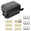 Accesorios para coche, camión, remolque, caja de fusibles y relé de 6 vías, repuesto automático, protector de circuito, bloque de soporte de terminales, color negro