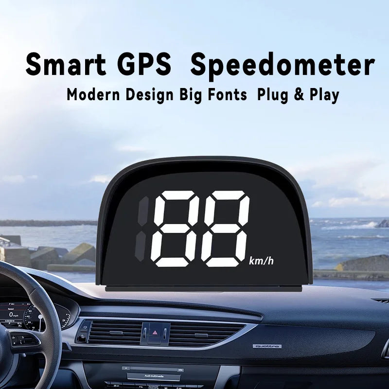 Smart Car HUD Display with Real-Time Speed/Time/Digital Compass - HD Plug-and-Play Head-Up Display