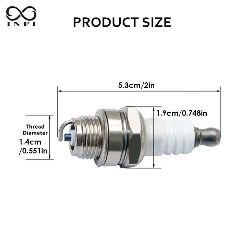 2pcs L7T Spark Plugs for 33-49cc 2-Stroke Engine, Fits Chainsaws, Lawn Mowers, Hedge Trimmers, Brush Cutter, Mini Chopper, Bikes