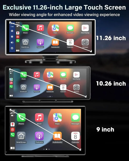 11.26 inch Dash Cam Car Monitor 4K Camera Wireless Carplay & Android Auto GPS Navigation Bluetooth5.0 Dashboard Car DVR FM  AUX