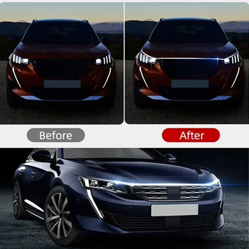 Led Car Hood Light Strip Decorative Lamp Flexible DRL Daytime Running Lights Auto Headlight Strips Car Assecories