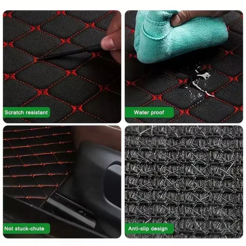 Car Floor Mats 5Pcs Universal Quality PU Leather Waterproof Auto Foot Pad Protector Automobile Interior Car Interior Accessories