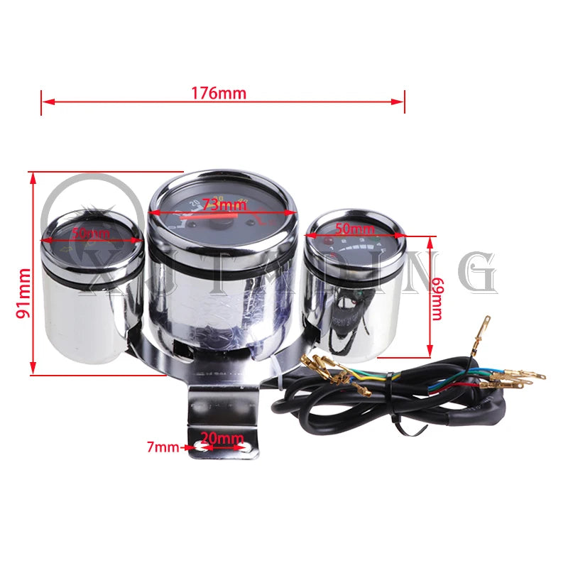 Motorcycle 3 instrument assembly speedometer gear headlight turn For Electric Scooter ATV Go kart Buggy Quad Dirt Bike parts
