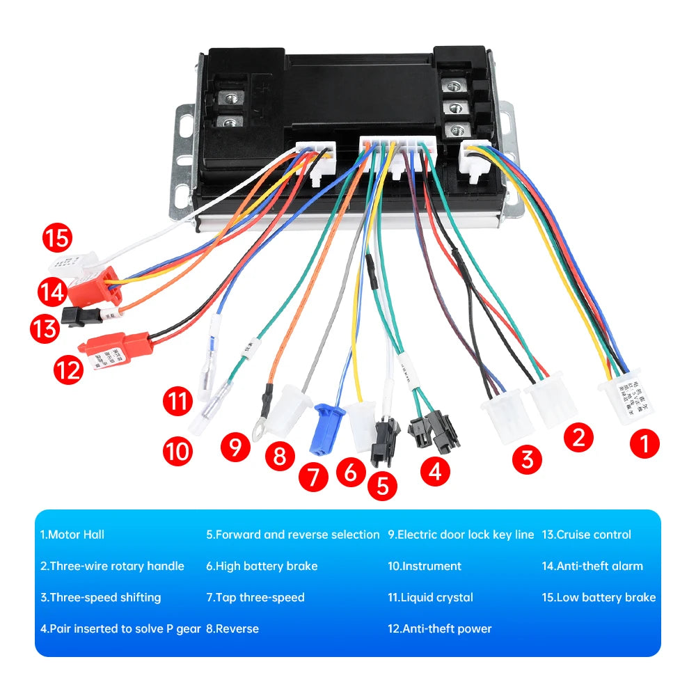 48V 60V 72V 50A Sine Wave Electric Vehicle Controller 50A 500W-3000W Three Mode Brushless Module Controller for Electric Scooter