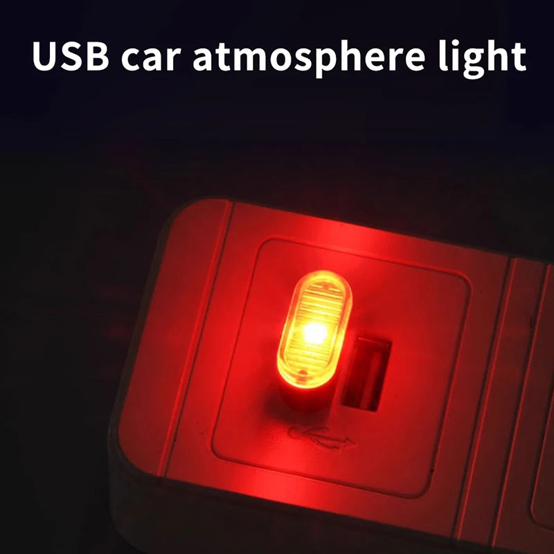 Car USB Rainbow Ambient Light Floor LED Light for Car Modification Wireless Decor No-Wire Mini Lamp