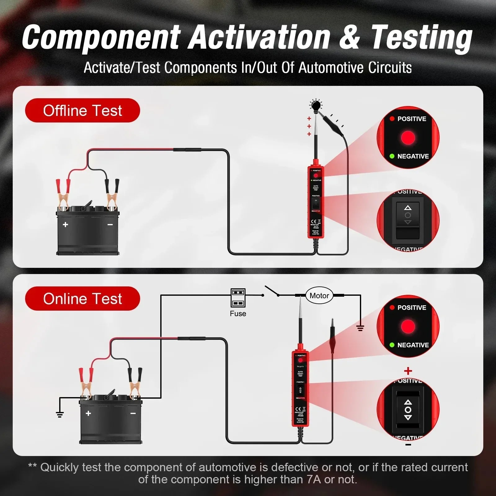 Automotive Electrical System Tester DC 6-24V PP1V5 Car Circuit Drive Test Pen For Car Electrics Testing Power Circuit Probe