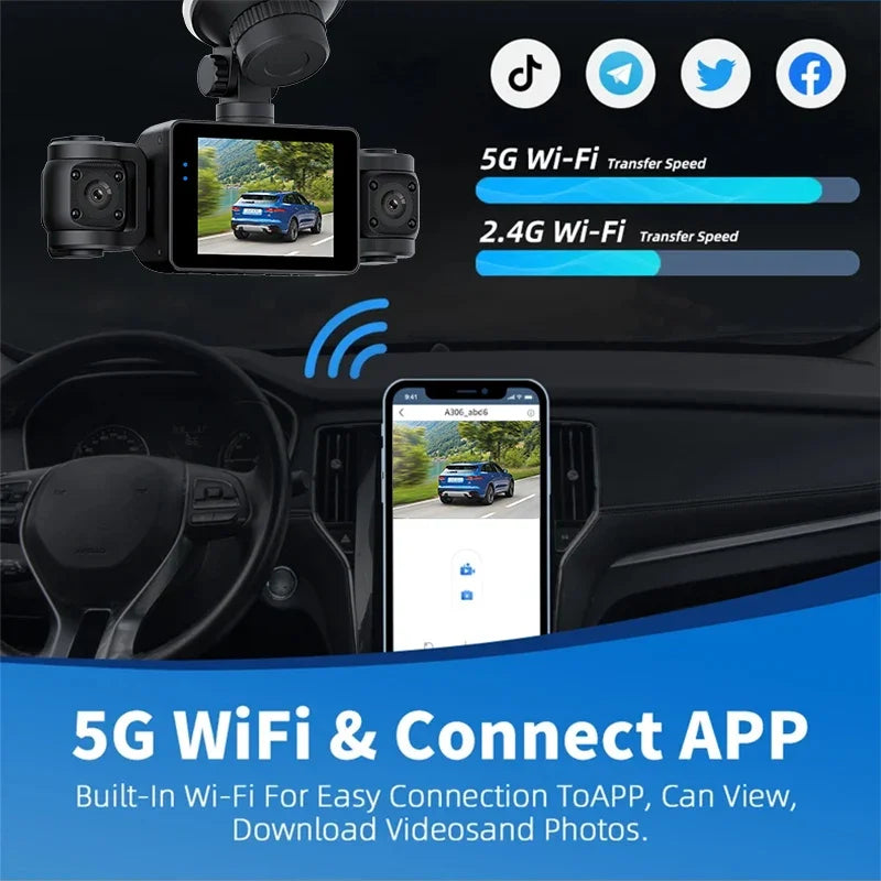 4 Channel Mini Dash Cam Car Camera 360° Front Left Right Rear View Car DVR Video Recorder G-Sensor Night Vision & Loop Recording