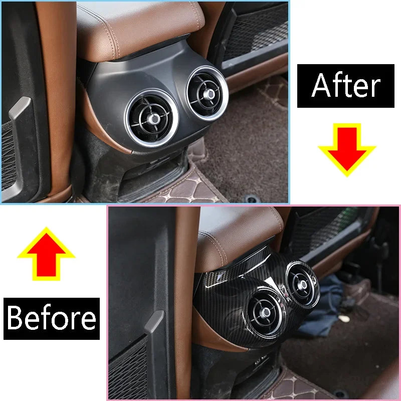 Car Rear Air Conditioning Vent Outlet Frame Cover Trim For Alfa Romeo Stelvio 2017 2018 2019 2020 Interior Decorate Accessories