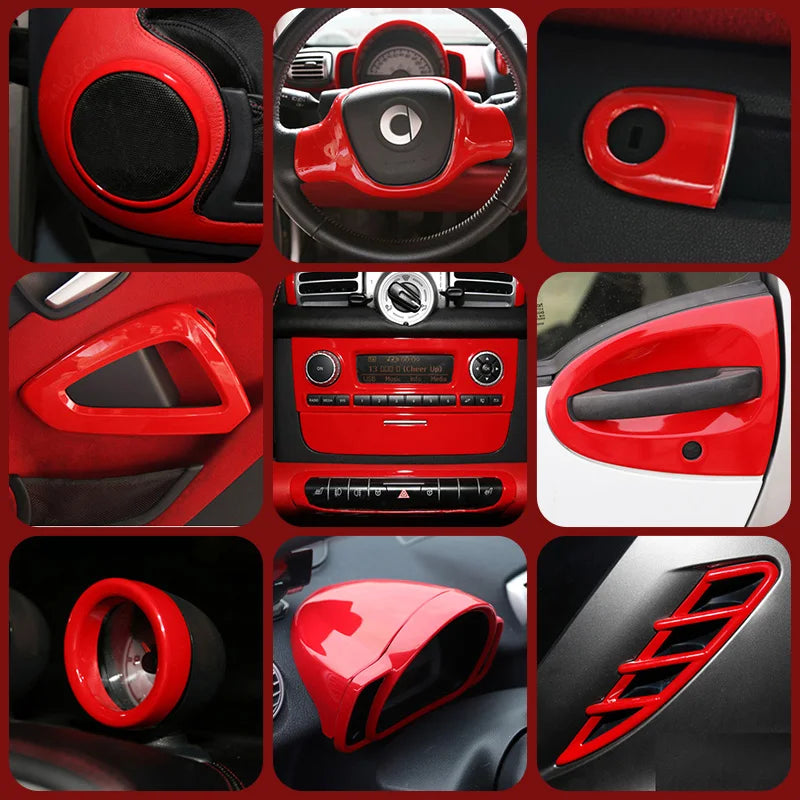 Car ABS Plastic Decorative Cover Red Modification Products For Mercedes Smart 451 Fortwo Interior Sticker Styling Accessories
