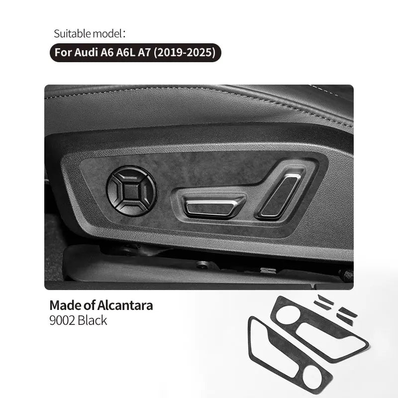 For Audi C8 A6 A7 S6 S7 (2019-2025) Made of Alcantara Seat Adjustment Buttons Panel Trim Sticker Car Interior Tuning Accessory