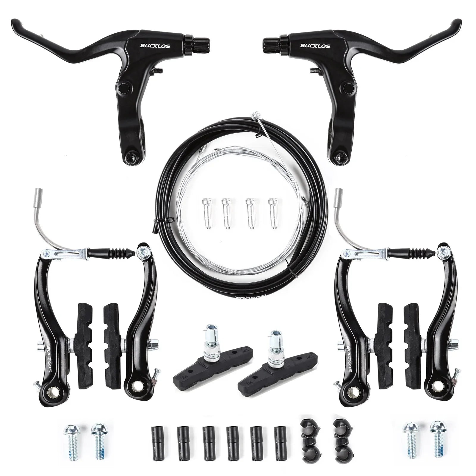 BUCKLOS Bicycle V Brakes Set Road Mountain Bike Rim Brakes Kit Bicycle V Brake Caliper/Cable/Lever Line Pulling Rim Brake