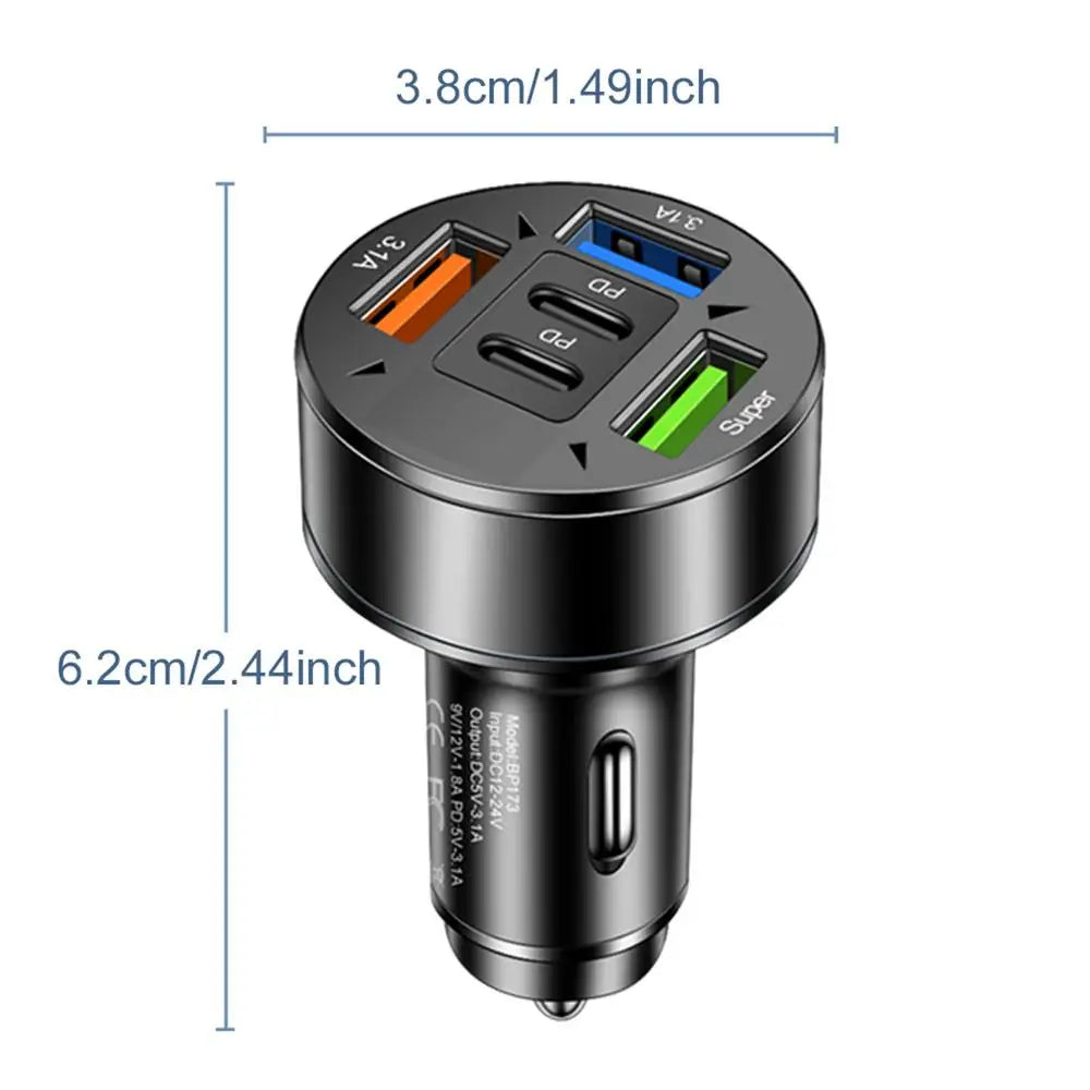 Car Charger USB Car Charger Super Fast USB Type C Car Charger Adapter Multi-Ports Type C Pd Super Fast Charging Mobile Phone