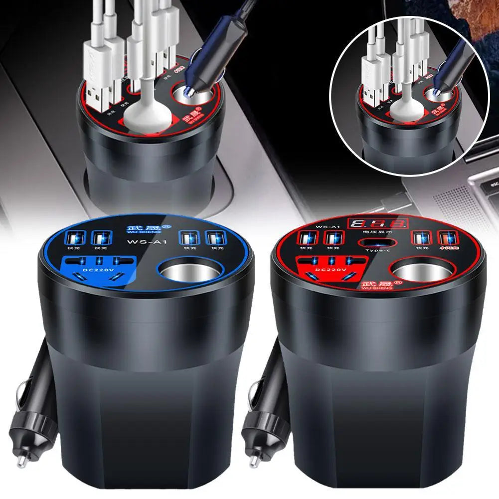 Car Power Inverter 12V/24V TO DC220V Converter Type-C Multi-function Charger Socket 120W Fast Charger Car Power Converter