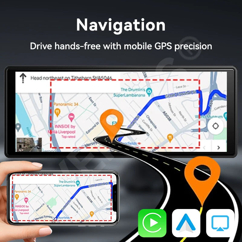 VENBES Car Radio 10.26 Inch Build-in DVR Car Display Carplay Android Auto Multimedia MP5 Player IPS Screen Mirrorlink