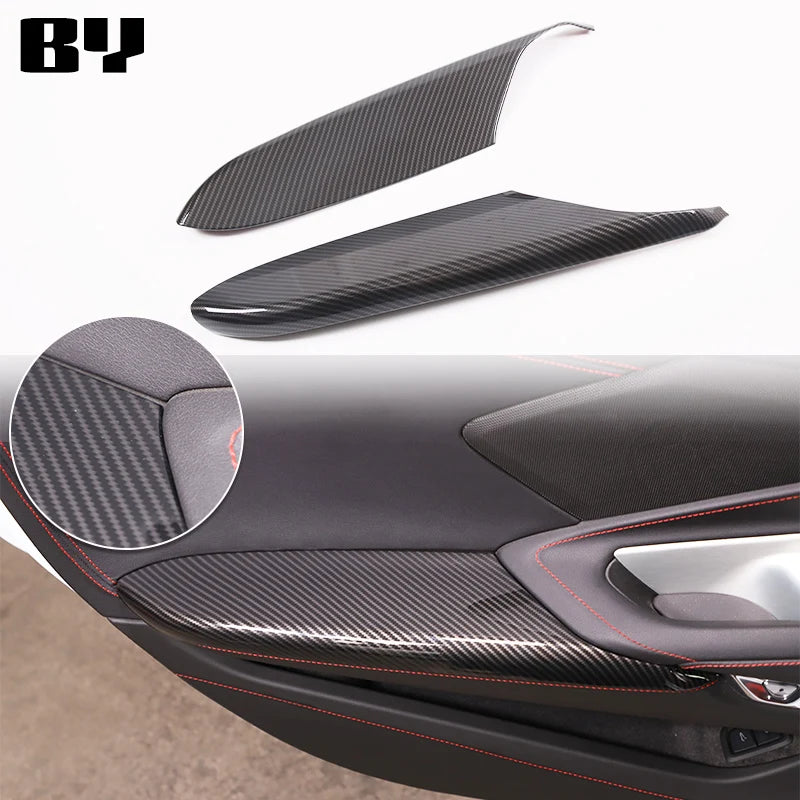 For Chevrolet Corvette C8 2020-2024 Car Accessory ABS Carbon Fiber Car Console Gear Shift Panel Cover door armrest Trim Sticker