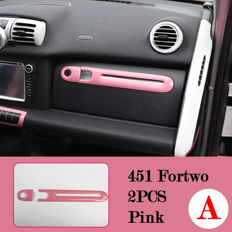 Car Interior Decoration Products ABS Protective Shell Pink Sticker For Mercedes Smart 451 Fortwo Car Modification Accessories