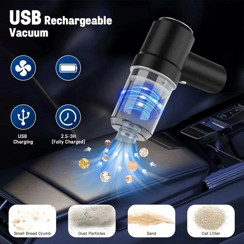 3-In-1 Car Vacuum Cleaner High Power Strong Suction Wireless Dust Blower Multifunctional Rechargeable Air Dust Collector