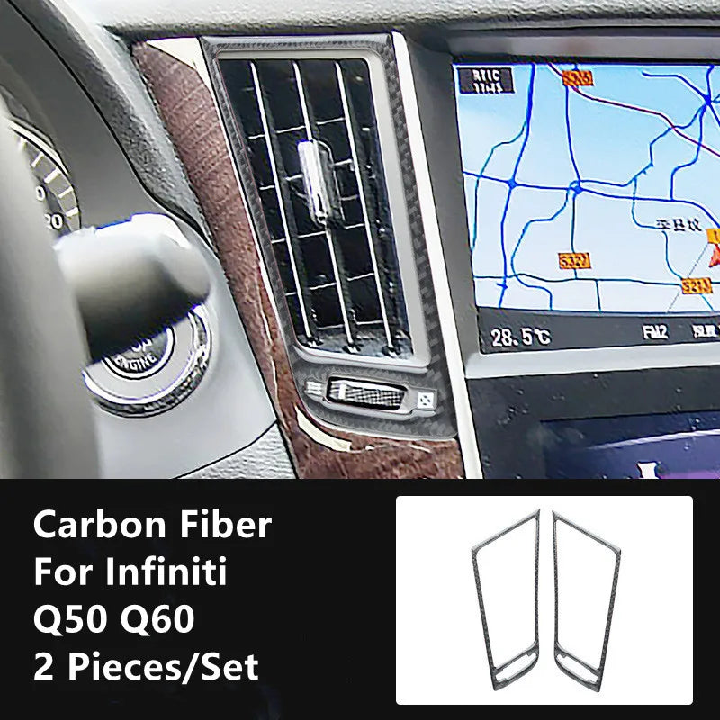 Carbon Fiber Car Interior Modification Cover Trim Strips Decorative Stickers For Infiniti Q50 Q60 Car Styling Inner Accessories