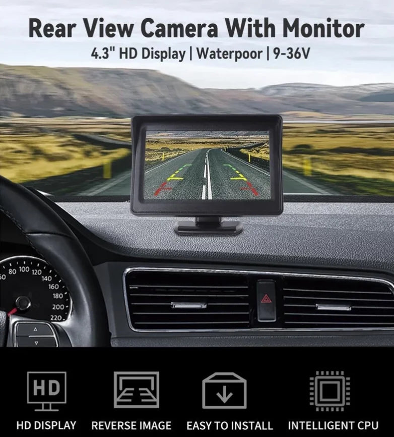 Car monitor 4.3-inch screen, used for rear-view reversing camera TFT 12LCD display high-definition digital color 4.3-inch.