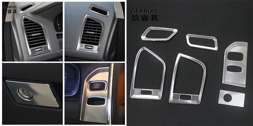 Para Volvo XC60 2009-2017, accesorios interiores de automóvil, consola central, tablero de instrumentos, salida de aire, llave del automóvil, panel de arranque, moldura, cubierta adhesiva