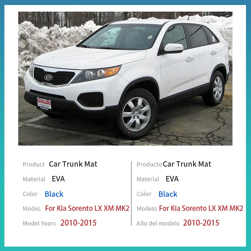 For Kia Sorento LX XM MK2 Sport SWB Accessories 2010 2011 2012 2013 2014 2015 Auto Trunk Mat Floor Tray Liner Cargo Boot Carpe