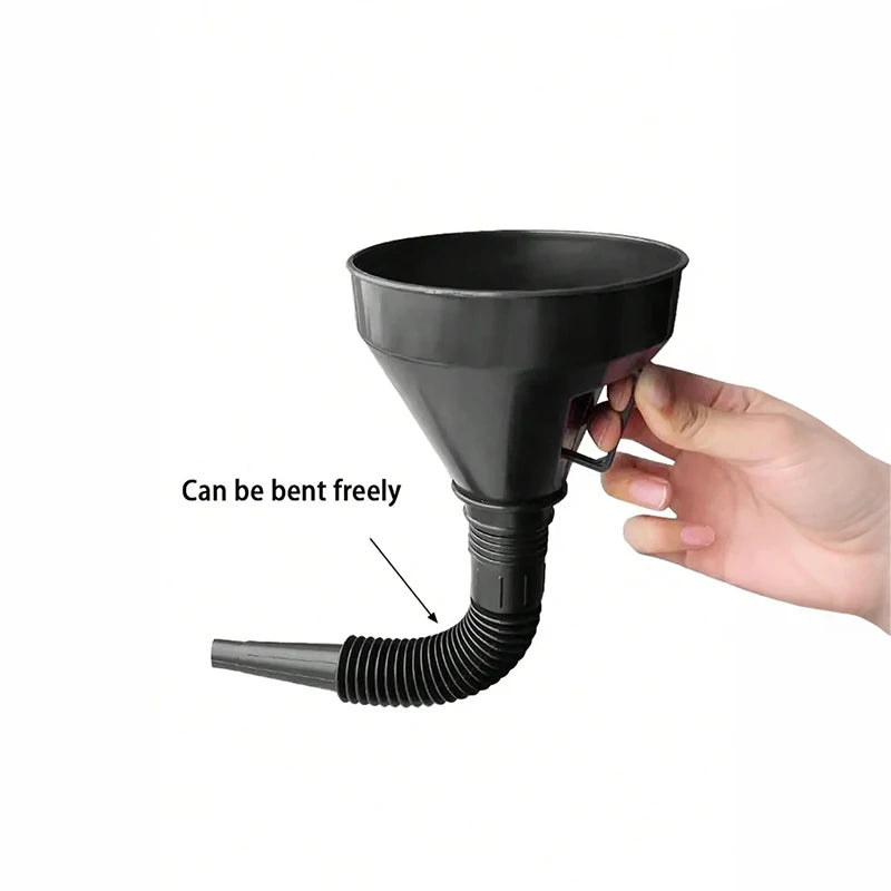 Universal Oil Funnel Kit w/Filter – Durable Plastic Fine Mesh Leak-Proof for Cars/Motorcycles/ATVs/Trucks Incl Extensions & Hose