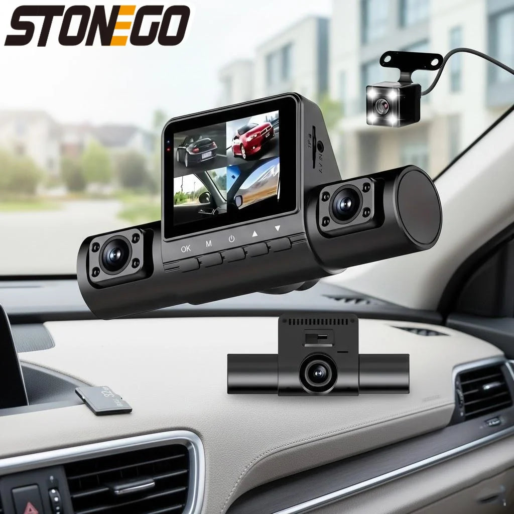 4 Lens Dash Cam 1080P Full HD Wide Angle Car Camera Loop Recording IPS Screen Button Control for Vehicles