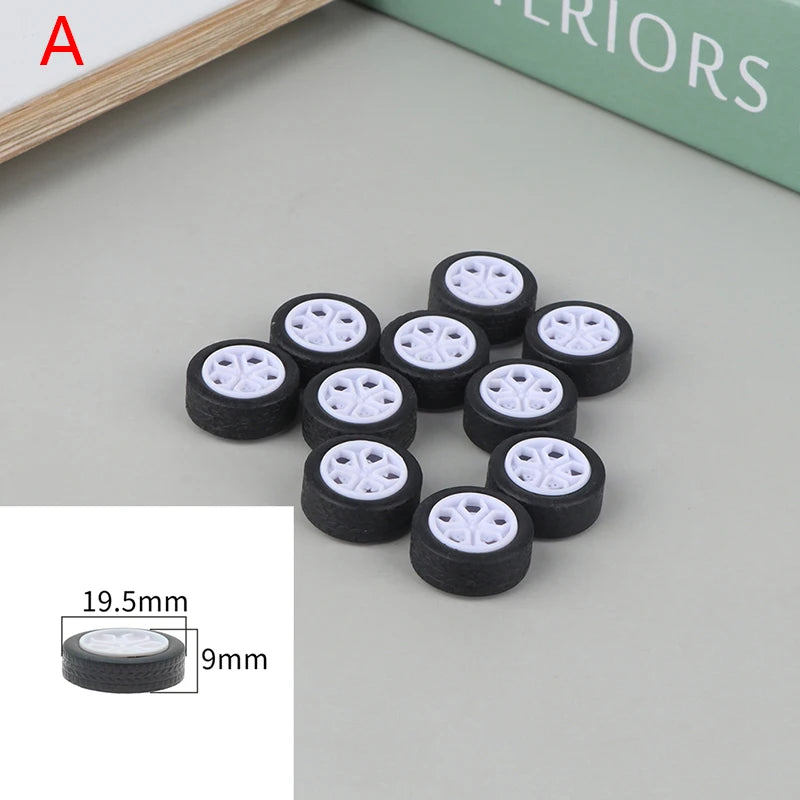 10PCS PC Toy Wheel Rubber Rim Tyres DIY Mini Technology 4WD Colorful Tires Hole Dia 2mm 2.5mm 3mm For RC Model Cars Parts