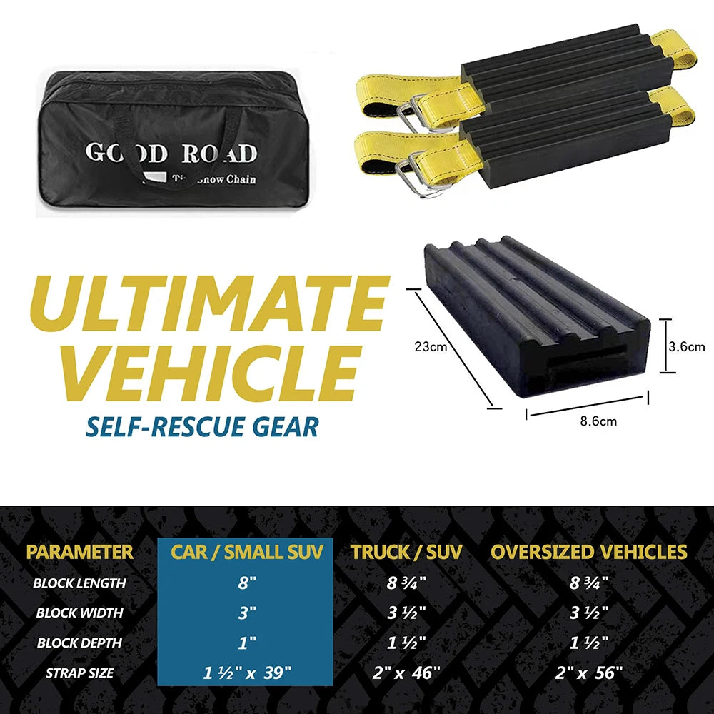Tire Traction Device for Cars & Small SUVs Anti Skid Emergency Tire Straps to Get Unstuck from Snow, Mud, & Sand