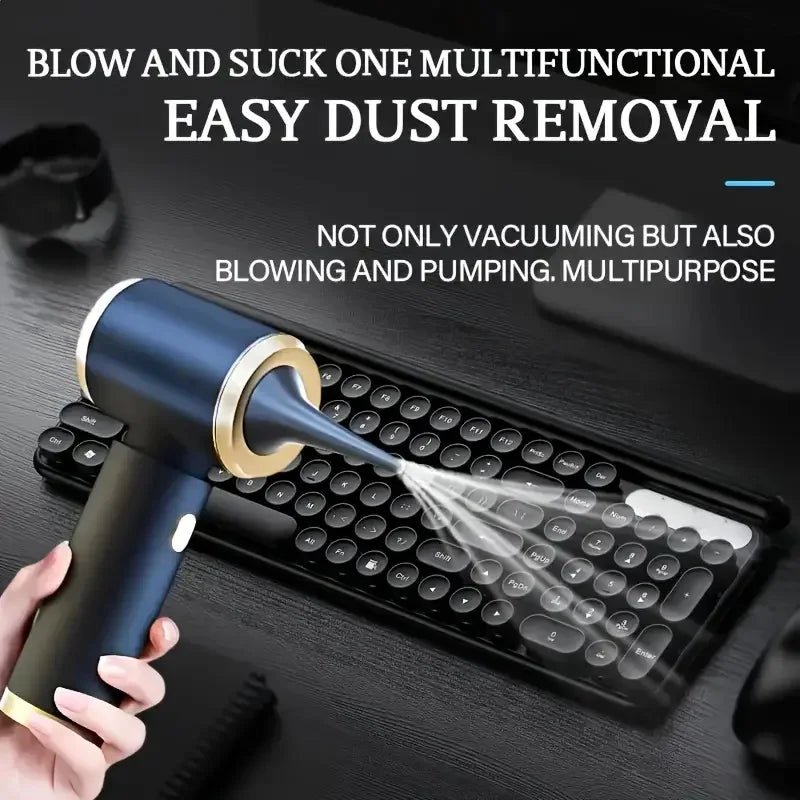 Portable mini vacuum cleaner for cars and homes - super powerful dual-purpose hair dryer/vacuum cleaner, rechargeable blower