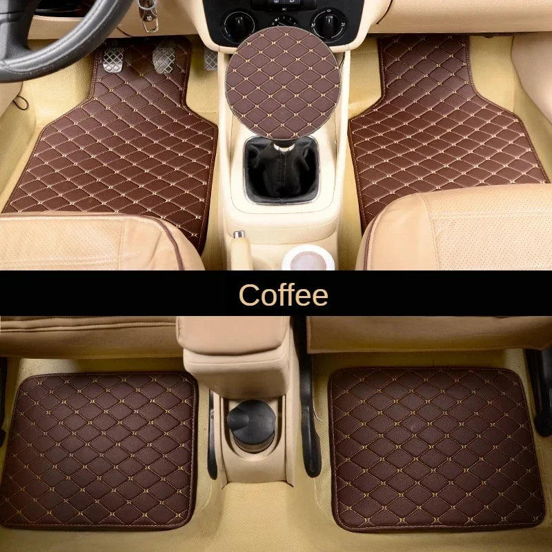 Car Floor Mats Universal 4 Pcs PU Leather Floor Mats Liners Non-Slip For Cars Truck SUV Front Rear Mats Foot Pad Car Accessories
