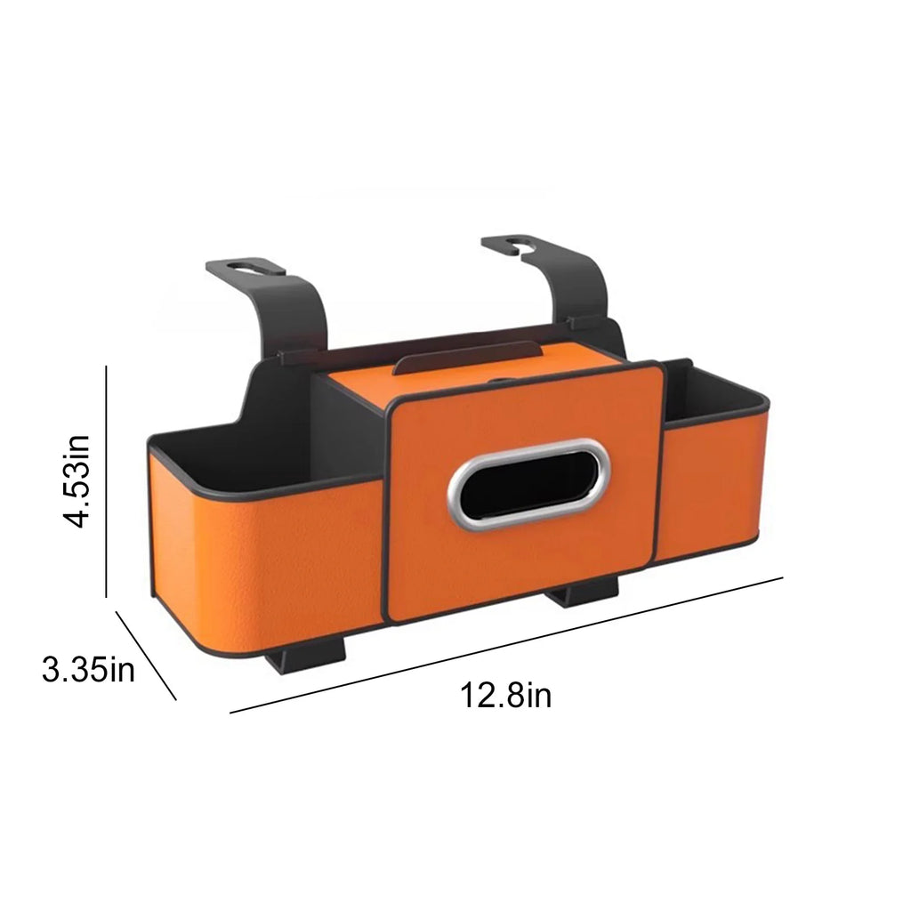 Car Back Seat Organizer with Cup Holder Tissue Box and Hooks Vehicle Seat Back Hanging Storage Box Automotive Travel Accessories