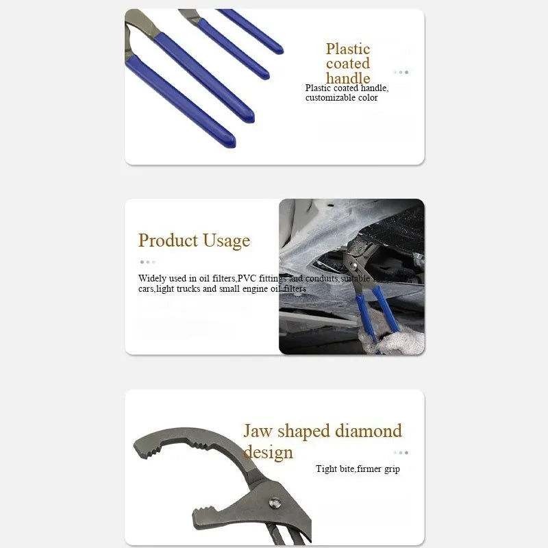 1pc 9/12" Oil Filter Pliers Clamp Type Wrench Adju Adjustable Oil Filter Removal Tool Pliers Oil Filter Wrench Automotive Parts