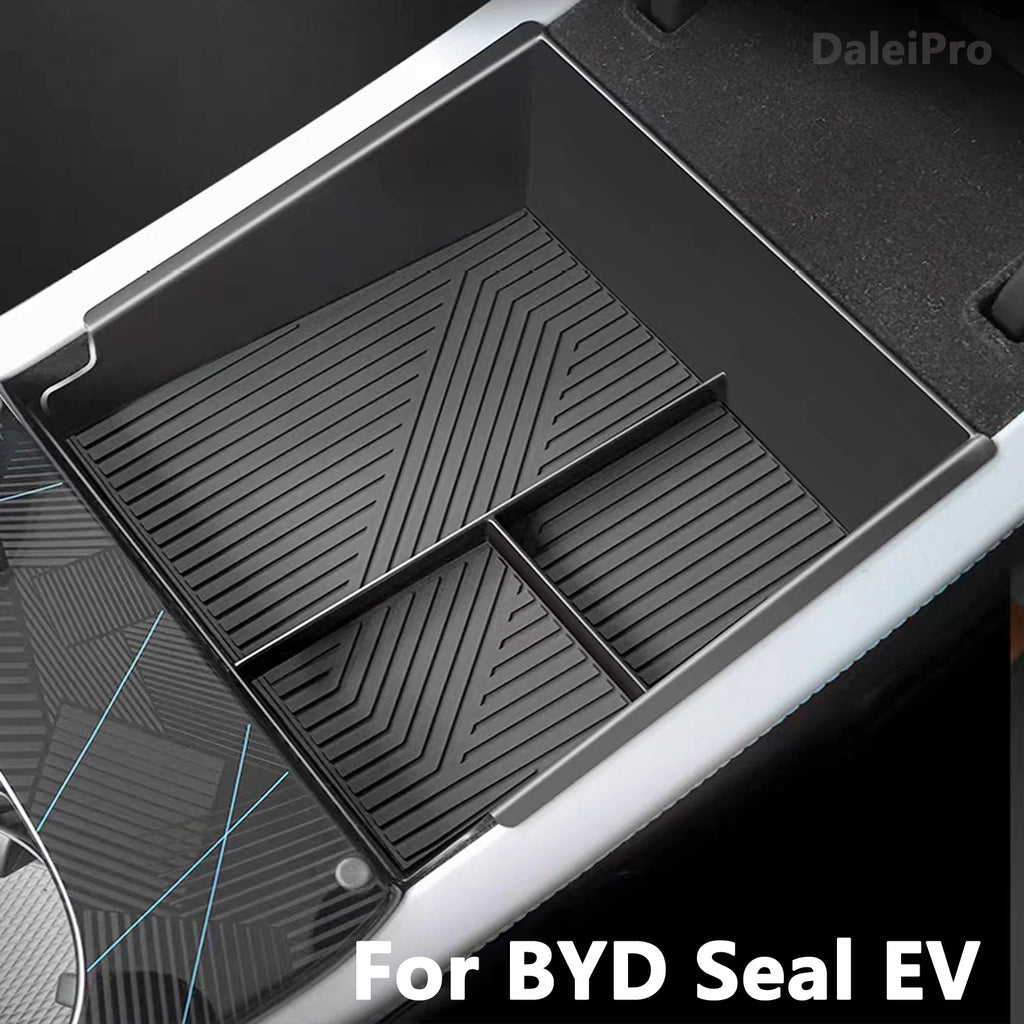 Car Center Console Organizer Tray For BYD Seal 2023 2024 Atto 4 EV Layered Storage Box Armrest Organizer Box TPE Car Accessories