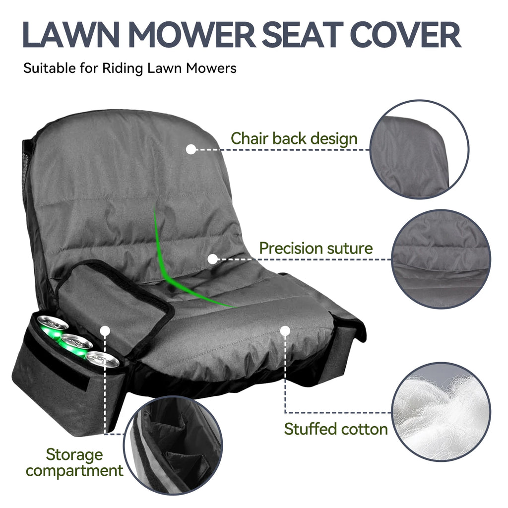 Riding mower seat cover with two storage bags, 600D Oxford Tractor Seat protection tractor seat cover fits most mowers