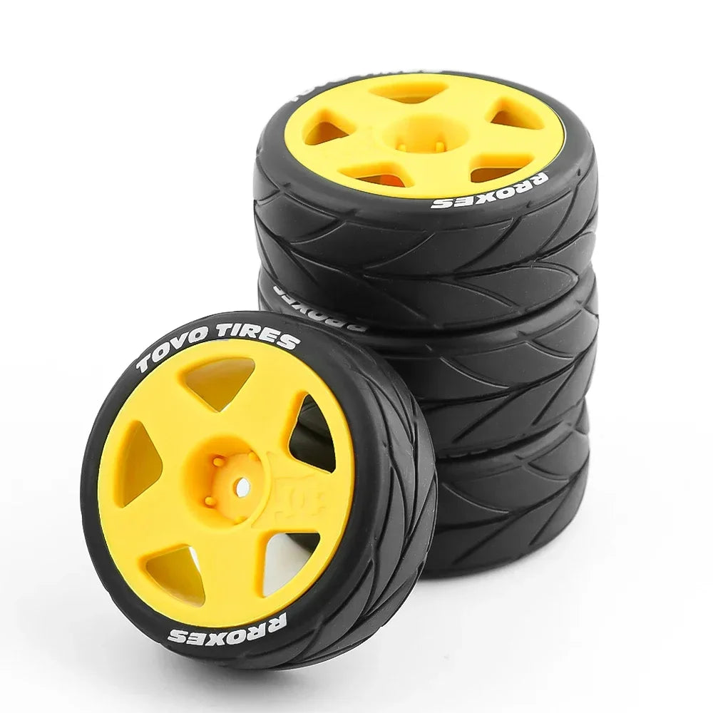 4pcs 65mm Rubber Tire Wheel Tyre 12mm Hex for Tamiya TT01 TT01E TT02 TT02B XV01 TA06 PTG-2 1/10 RC Racing Car Upgrades Parts