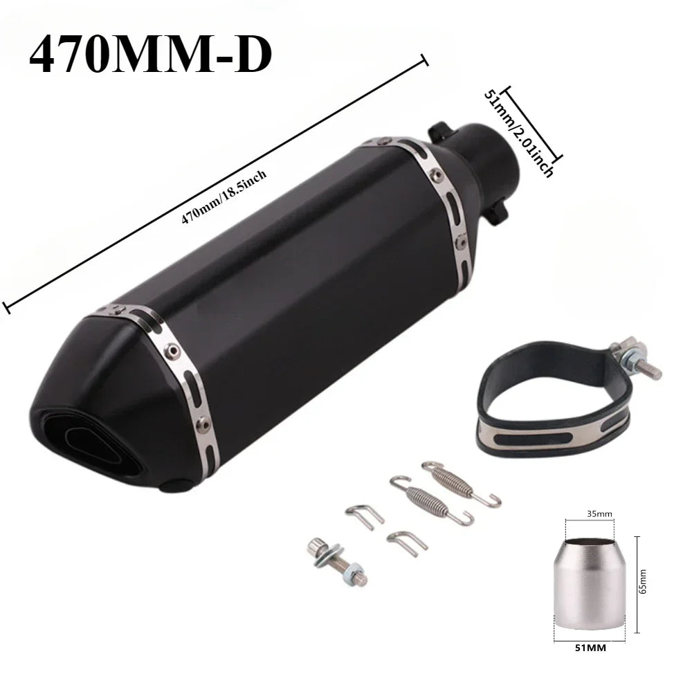 Tubo de escape da motocicleta 51mm com silenciador modificar motocross silenciador para Z400 250 R15 R3 sujeira pit bike scooter