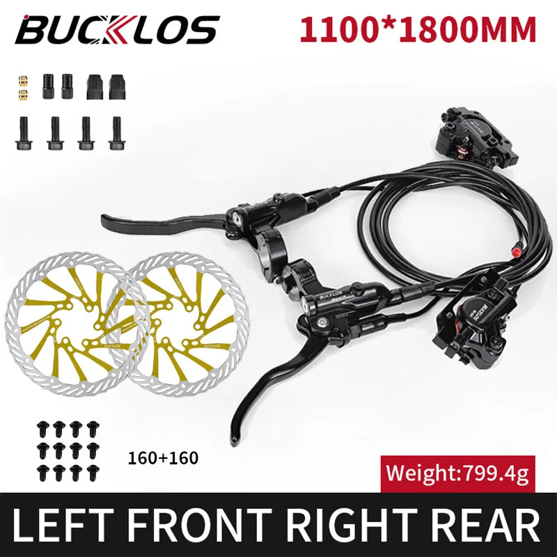Electric Bicycle Brakes 2 Piston Hydraulic Disc Brake Bike/Scooter Brakes Kit 1100/1800mm Folding Bike Disc Brake Set Power-off